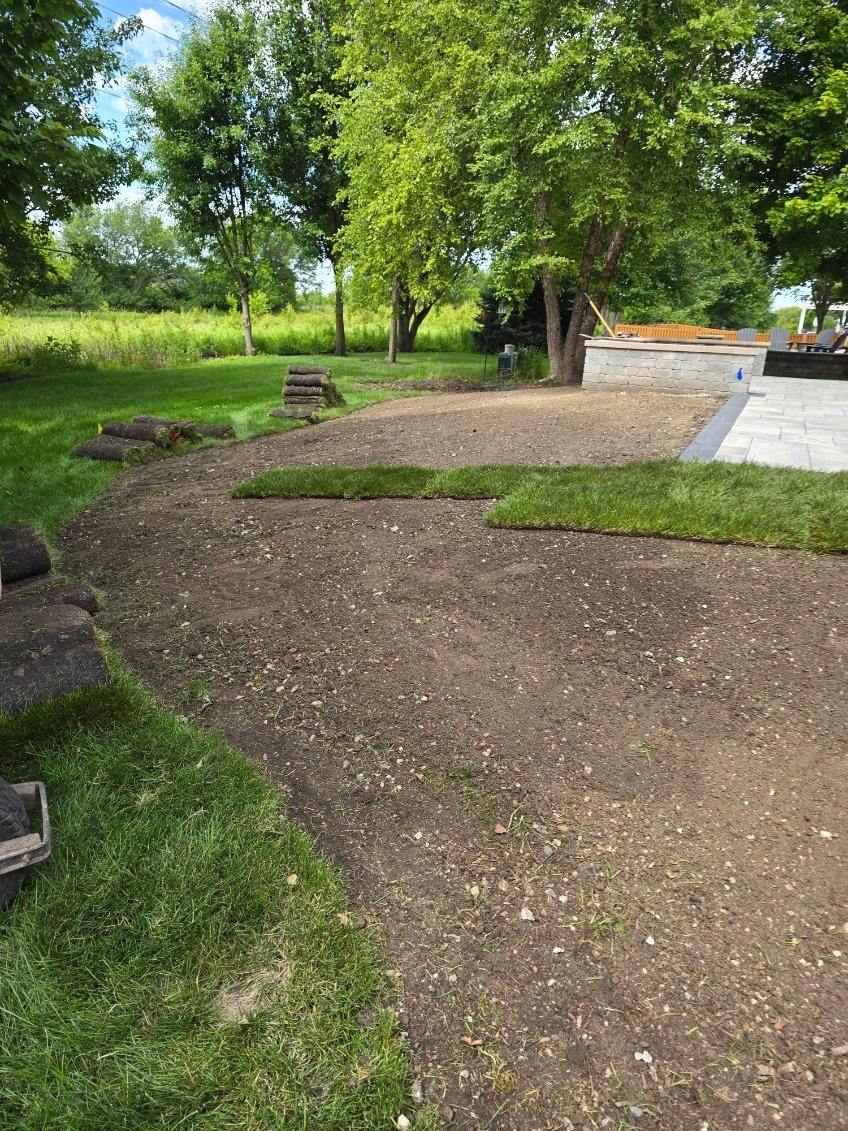 Before backyard patio and sod